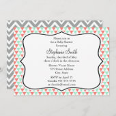 Baby shower van het patroon van het Koraal en van Kaart (Voorkant / Achterkant)