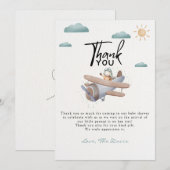 Baby shower van het vliegtuig bedankkaart (Voorkant / Achterkant)