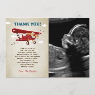 Baby shower van het vliegtuig Dank u Kaartavontuur Bedankkaart