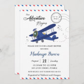 Baby shower van het vliegtuigvliegtuig "Blue Gold Kaart (Voorkant / Achterkant)