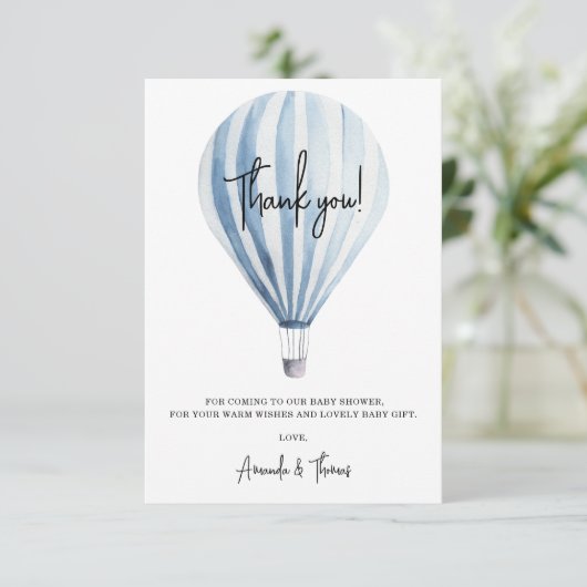 Baby shower van heteluchtballon bedankkaart (Staand voorkant)