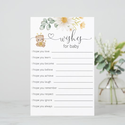 Baby shower van honingBeer wenst Baby Kaart (Staand voorkant)