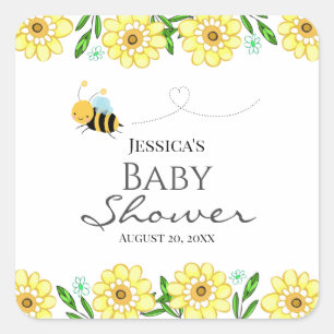 Baby shower van honingbijen, gezoet vierkante sticker