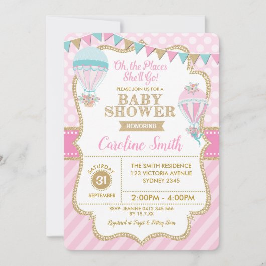 Baby shower van Hot Air-ballonmeisje Kaart (Voorkant)