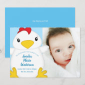 Baby shower van kippen Blauw Kaart (Voorkant / Achterkant)