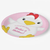 Baby shower van kippen Roze Papieren Bordje (Gekanteld)