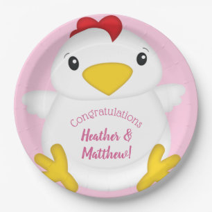 Baby shower van kippen Roze Papieren Bordje