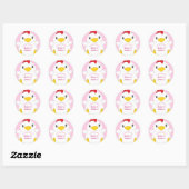 Baby shower van kippen Roze Ronde Sticker (Vel)