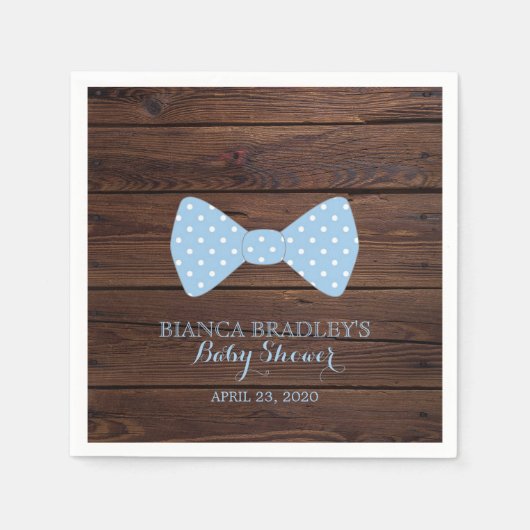 Baby shower van kleine Mannen | Rustic Wood Bowtie Servetten (Voorkant)