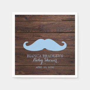 Baby shower van kleine Mannen Rustic Wood Mustac Servet