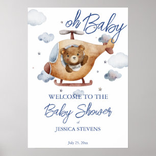 Baby shower van kleine piloot-helikopter welkom poster