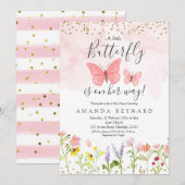 Baby shower van kleine vlinder kaart (Voorkant / Achterkant)