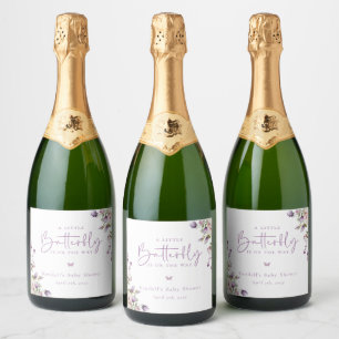 Baby shower van kleine vlinder sparkling wijnetiket