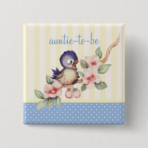 Baby shower van kleine vogelsoorten Vierkante Button 5,1 Cm
