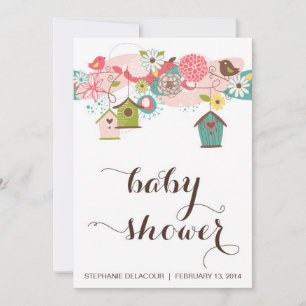 Baby shower van kleurrijke Tortelduifjes en vogelv Kaart