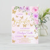 Baby shower van Lavender Floral Butterfly Kaart (Staand voorkant)