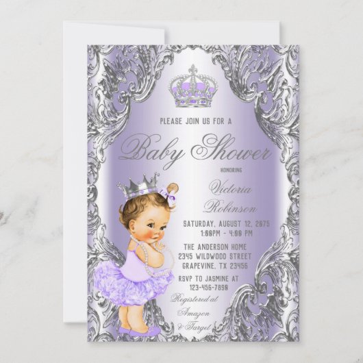 Baby shower van Lavender Silver Princess Kaart (Voorkant)