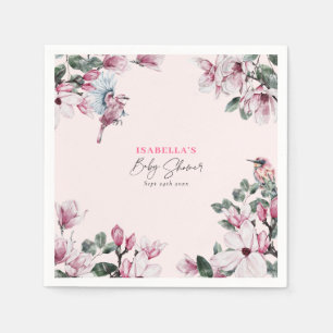 Baby shower van lentroze Floral en vogels Servet