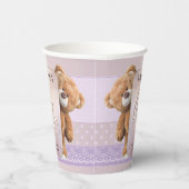 Baby shower van Lila Teddy Bear, zoet Peach Papieren Bekers (Rechts)