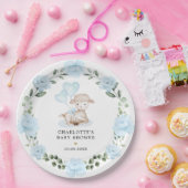 Baby shower van Little Lamb Blue Floral Greenery Papieren Bordje (Feest)