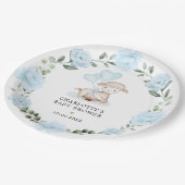 Baby shower van Little Lamb Blue Floral Greenery Papieren Bordje (Gekanteld)