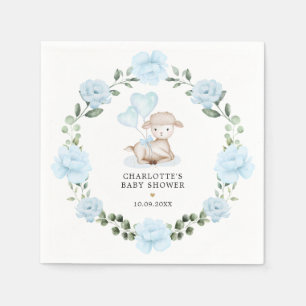 Baby shower van Little Lamb Blue Floral Greenery Servet