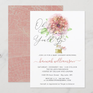 Baby shower van luchtballon voor roze Floral Hot A Kaart