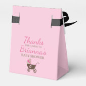 Baby shower van luipaard en roze bedankdoosjes (Achterkant)