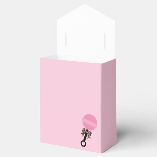 Baby shower van luipaard en roze bedankdoosjes (Geopend)