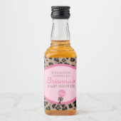 Baby shower van luipaard en roze likeurfles etiket (Voorkant)