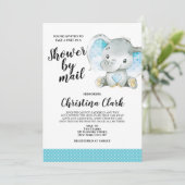 baby shower van Mail Boy Elephant Blue Kaart (Staand voorkant)