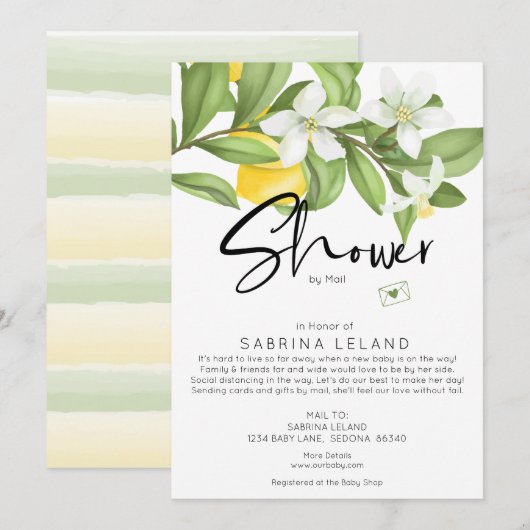 Baby shower van Mail  Lemons en Blossom Kaart (Voorkant / Achterkant)