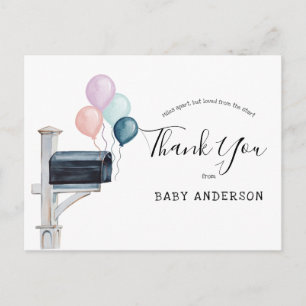 Baby shower van Mail Pink & Blue Balloons Dank u Briefkaart