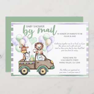 baby shower van Mail Safari Truck en Cute Animals Kaart