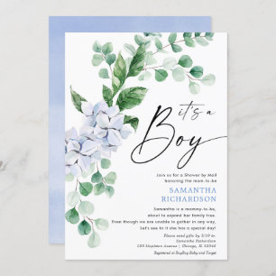 baby shower van Mail Spring floral blue greenery Kaart