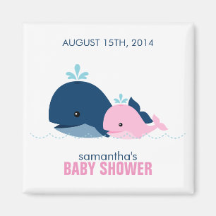 Baby shower van mam en Baby Whale {roze} Magneet