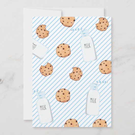Baby shower van melk en koekjes blauw kaart (Achterkant)
