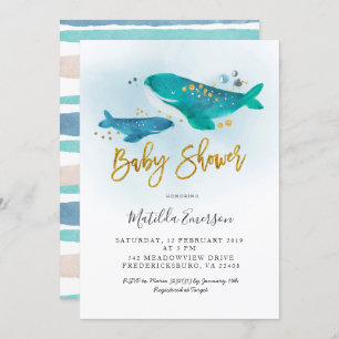 Baby shower van Navy Blue Whale Kaart
