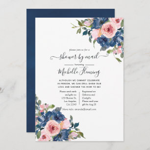 Baby shower van Navy en Blush Floral per Mail Kaart