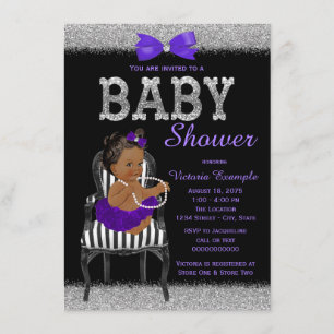 Baby shower van Paars zwart en zilveren etnische m Kaart