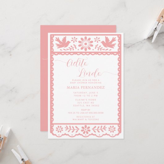 Baby shower van Papel Picado Cielito Lindo Kaart (Voorkant / Achterkant in situ)