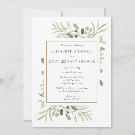 Baby shower van paren/prinkle Eucalyptus Greenery Kaart (Voorkant)