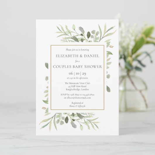 Baby shower van paren/prinkle Eucalyptus Greenery Kaart (Staand voorkant)