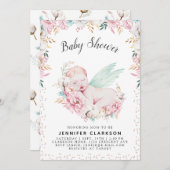 Baby shower van pasgeboren Floral Kaart (Voorkant / Achterkant)