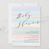 Baby shower van pasteelregenboogstrepen kaart (Voorkant)
