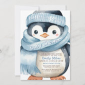 Baby shower van Penguin Winter Boy Kaart (Voorkant)