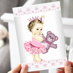 Baby shower van Pink Teddy Bear Tutu Princess Kaart