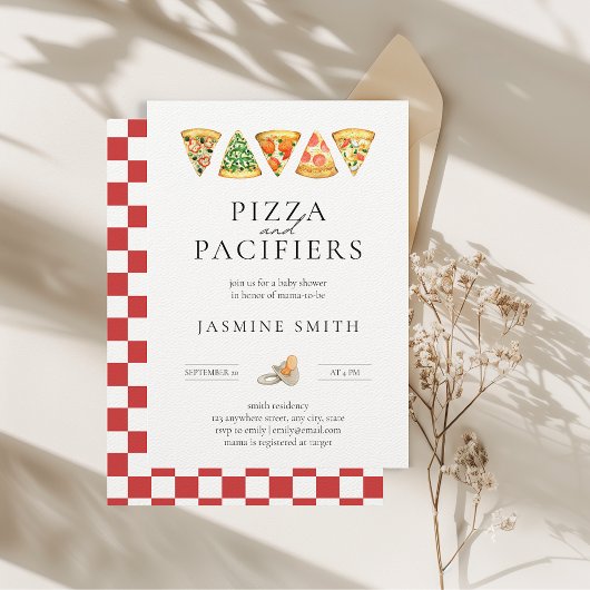 Baby shower van Pizza en Pacifiers Kaart