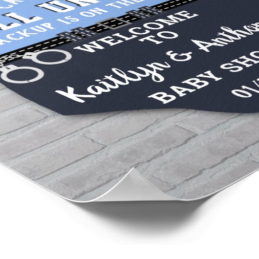 Baby shower van politiebeambte Welkomstbord Poster (Hoek)