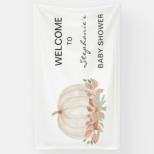 Baby shower van pompoen spandoek (Verticaal)